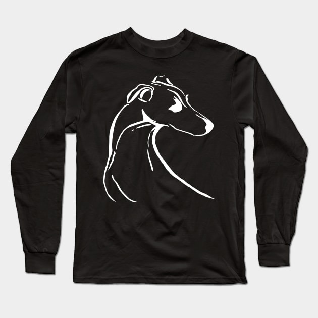 Greyhound White Long Sleeve T-Shirt by Slappers